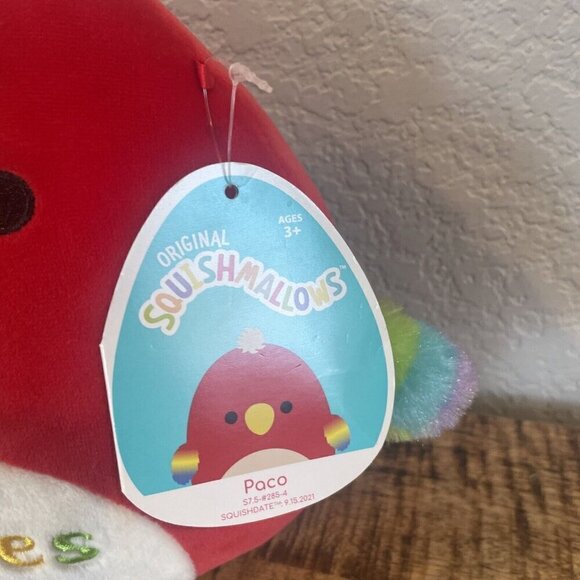 New 2022 Squismallows Paco the Parrot "Bestie" Best Friends Edition 7.5" Stuffed - Picture 3 of 8